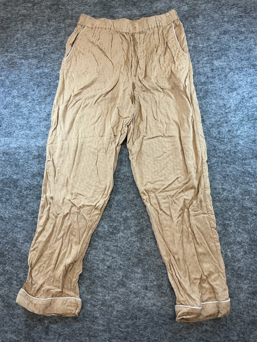 & Other Stories Khaki Tan Luxury Pajama Style Trousers A1